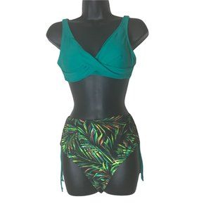 Mooncore Womens Multicolor Sleeveless High Waisted Bikini Swimsuit Set Size M